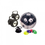 Mirror Ball, 12" with 4 Color Gels and 4 Pinspot Par Light