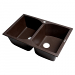 32" Drop-In Double Bowl Kitchen Sink, Chocolate