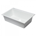 33" Single Bowl Drop In Granite Kitchen Sink, White