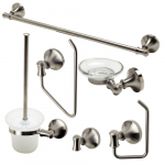 6 Piece Matching Bathroom Accessory Set, Brushed