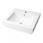 24" Rectangular Semi Recessed Ceramic Sink w/ Faucet Hole