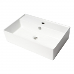 24" Rectangular Ceramic Sink with Faucet Hole, White