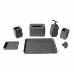 Solid Concrete Gray Matte Bathroom Accessory Set