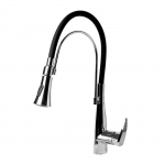 Faucet Kitchen with Black Rubber Stem, Polished