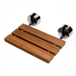 16" Folding Teak Wood Shower Seat Bench, Chrome