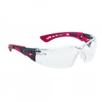 RUSH+ Safety Glasses, Black/Red, Frame Clear Lens