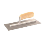Notched Trowel, 3/8" Square, Wood Handle
