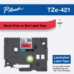 Black on Red Label Tape Cartridge for P-Touch, 9 mm
