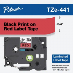 Black on Red Label Tape Cartridge for P-Touch, 18 mm