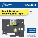 Black on Yellow Label Tape Cartridge, 12 mm