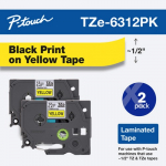 Black on Yellow Label Tape Cartridge for P-Touch