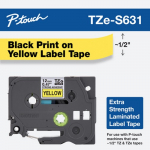 Black on Yellow Label Tape Cartridge, 12 mm / 0.47"