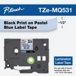 Black on Pastel Blue Label Tape Cartridge, 12 mm