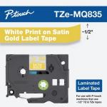 White on Satin Gold Label Tape Cartridge for P-Touch