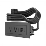 Power Center, 2-Outlets, 2-USB Ports, Black, 6ft Cord