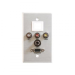 Wall Plate, 3.5mm RCA AV, Keystone , Brushed Aluminum