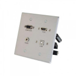 Wall Plate with VGA, Stereo Audio and USB, Aluminum