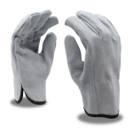 Split Leather Driver Gloves Unlined Elastic Gray L