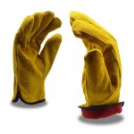 Split Leather Driver Gloves Elastic Russet Fleece L