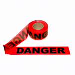 Red Barricade Tape, "Danger", Non-Flammable, 3 Mil