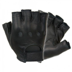 Half-Finger Leather Driving Glove, Medium