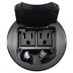Table Box with 2 Data / 2 AC Outlets, Round Black
