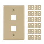 2-Port Keystone Wall Plate RJ45 Jack Ivory 25 Pack