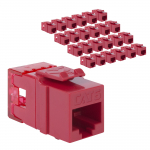 CAT6 Keystone Jack Slim Profile RJ45 Red 25 Pack