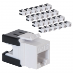 CAT6A Keystone Jack Slim Profile 10Gbps White 25 Pack