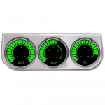 3-Gauge Bargraph Panel Chrome Green LED