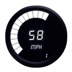 LED White Memory Tachometer, 3-3/8", Black Bezel