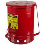Oily Waste Can, 10 Gallon, Self-Closing Cover, Red