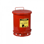 Oily Waste Can, 10 Gallon, Foot-Operated Cover, Red