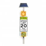 Solar School Zone Beacon, Single 12" LEDs
