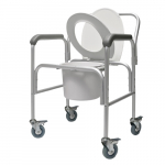 3-in-1 Aluminum Commode, Back Bar, Casters