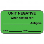 1.625" x 0.875" Blood Bank Label "Unit Negative"