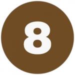Brown 1" Lot Signal Label, Number "8"