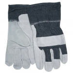 Denim Cuff Economy Split Leather Palm Work Gloves, L