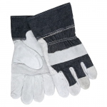 Denim Cuff Split Leather Palm Work Gloves, L