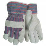 Starched Safety Split Leather Palm Work Gloves, L