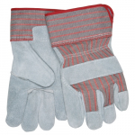 Plasticized Split Leather Palm Work Gloves, L