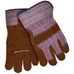 Rubberized Safety Split Leather Palm Work Gloves, L