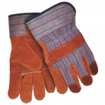 Gray Fabric Split Leather Palm Work Gloves, L