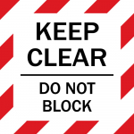 "Keep Clear Do Not Block" Red/White Floor Sign