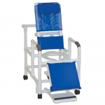 Reclining shower chair with elongated footrest