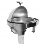 6 qt Stainless Steel Round Chafing Dish with Roll Top Lid