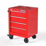 Single Bank Roller Cabinet, Red, 27" 4-Drawer