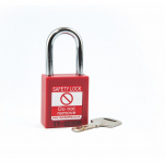 1-1/2" Safety Padlock, 3" Shackle, Red