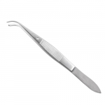 Iris Half Curved Serrated Forceps with Tip Protectors