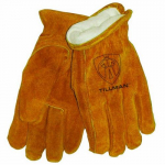 Cowhide Fleece Lined Cold Weather Gloves, Large, Brown